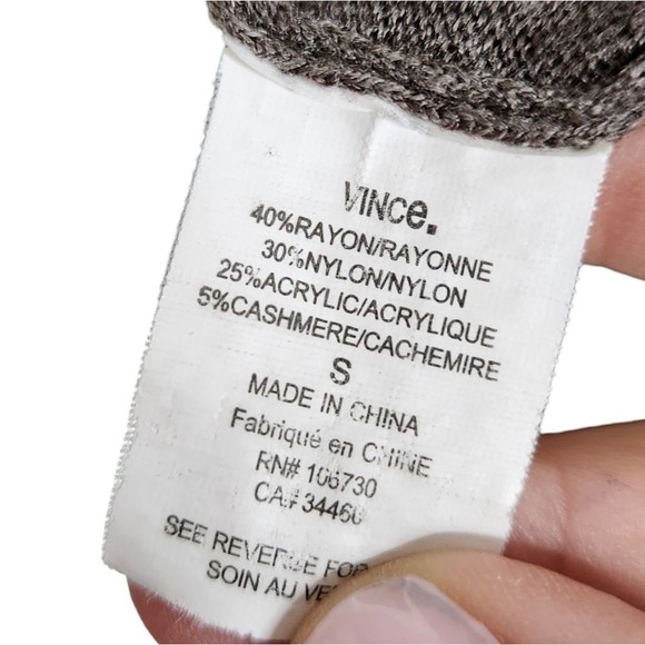 VINCE. Sweater Womens Small Brown Tie Front Cashmere Blend Draped Cardigan Shirt - Picture 7 of 9